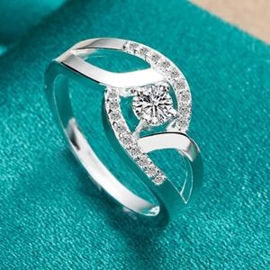 925 Sterling Silver Round 5A Zircon Ring For Woman